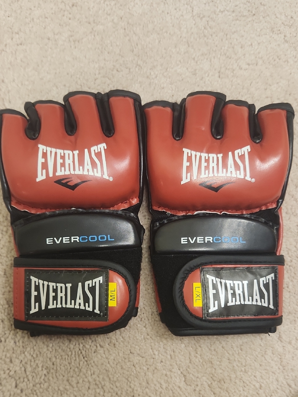 Everlast Red and Black Evercool MMA Fingerless Gloves